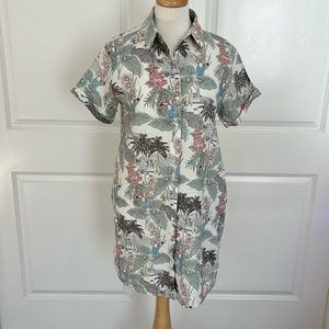 Rachel Zoe 100% Linen Tropical Print Dress Size Small